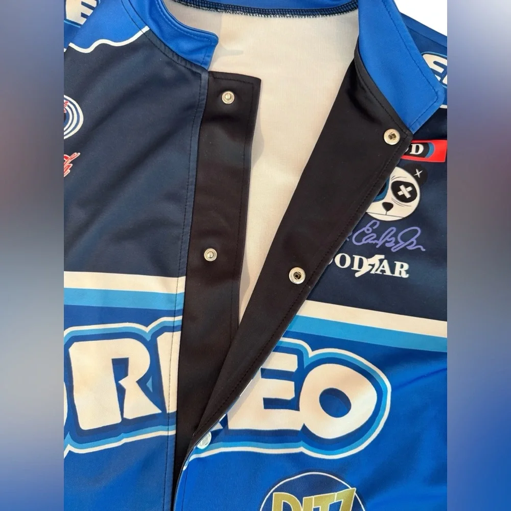 Blush Mark Faux "Oreo" Racing Snap Front Jacket. - Picture 5 of 7
